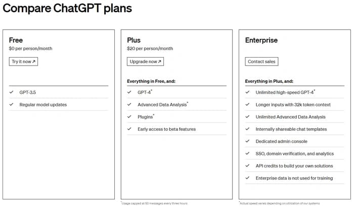 ChatGPT version comparison showing security differences